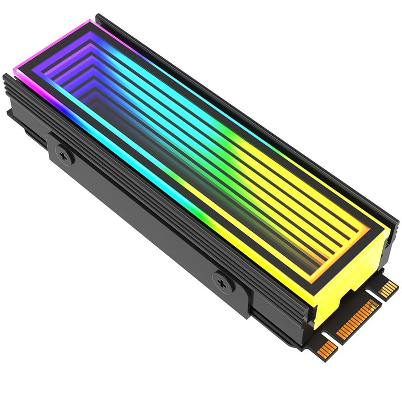 OwlTree ARGB M.2 Heatsink SSD Heat Sink with Thermal Pads, Aluminum 2280 M2 5V 3Pin Addressable RGB Sync OPENRGB NVME Heatsink for M.2 2280 Nvme SSD - Image 1